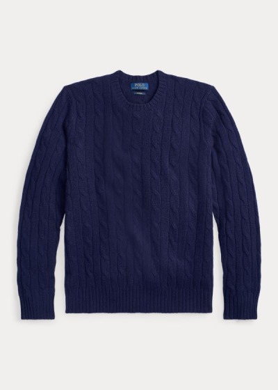 Sueter Polo Ralph Lauren Hombre Azul Claro Marino - Cable-Knit Cashmere - PBTNK2795